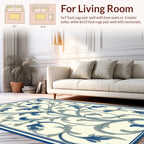 Classic Blue Floral Scroll Design Rug
