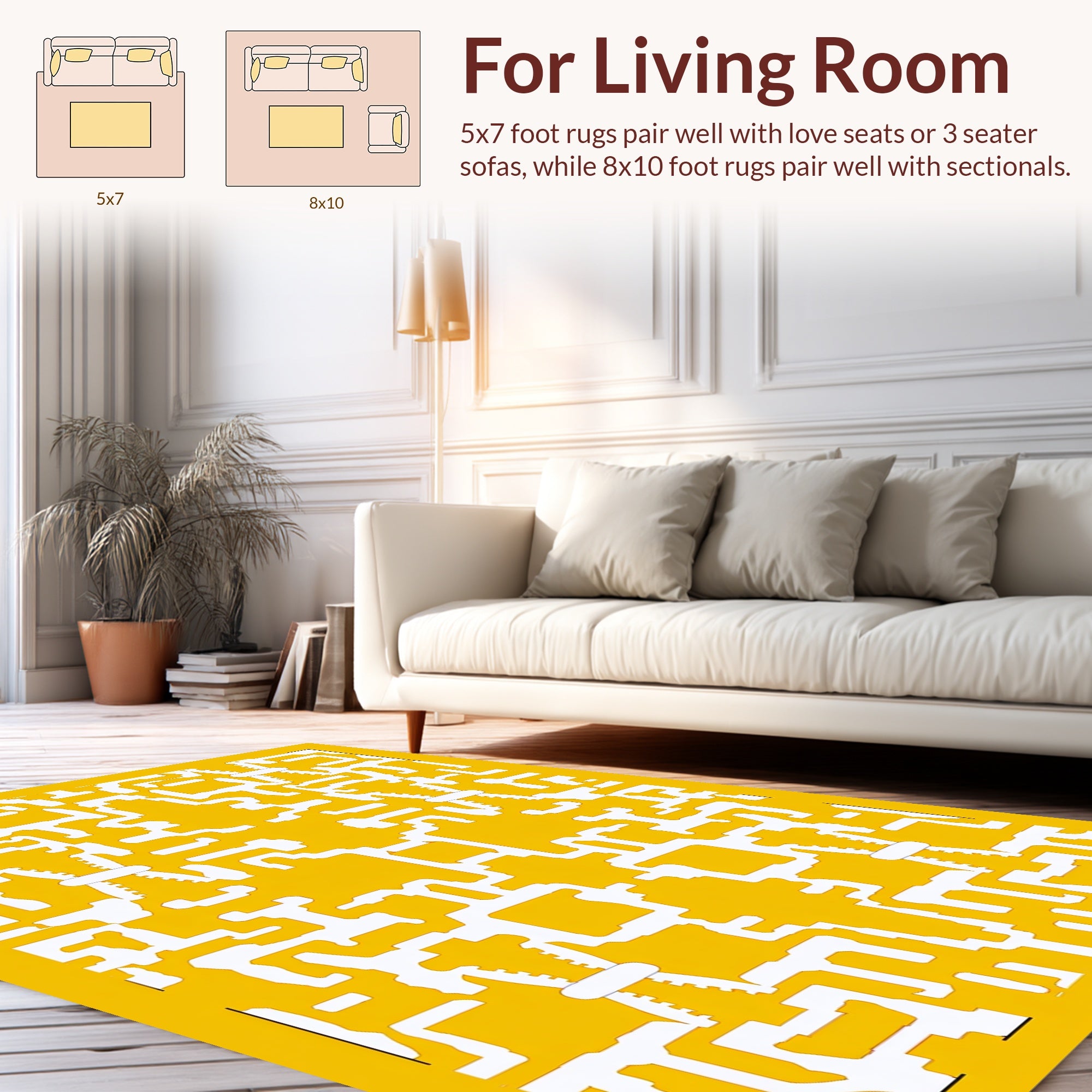 Yellow and White Geometric Tessellation Pattern Rug