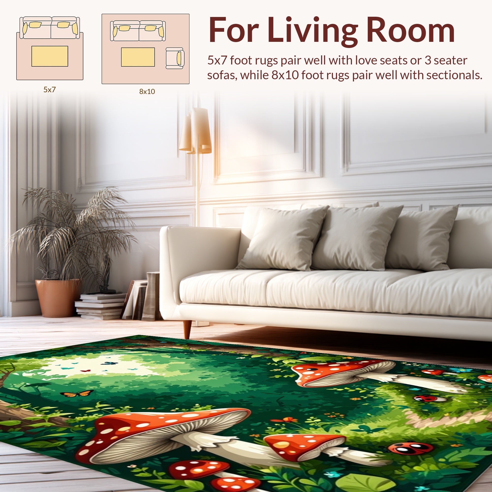 Enchanted Forest Mushroom Ladybug Path Rug