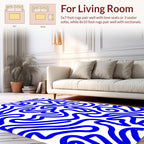 Abstract Blue Wavy Pattern Rug