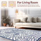 Intricate Blue Purple Floral Swirls Design Rug