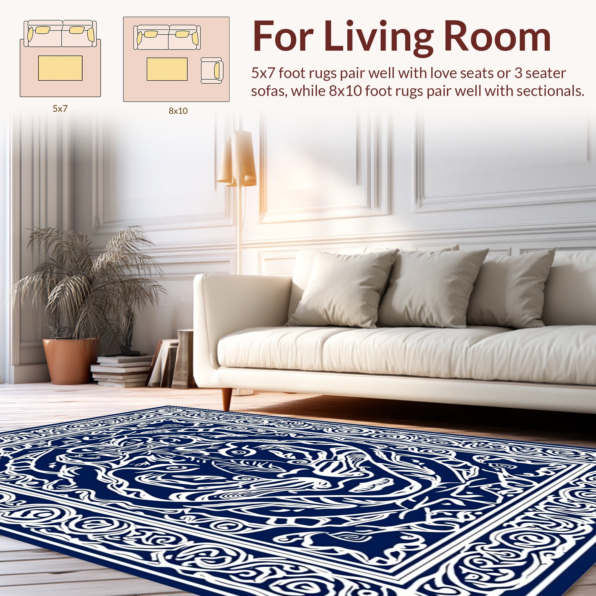 Ornate Tiger Face Intricate Border Rug