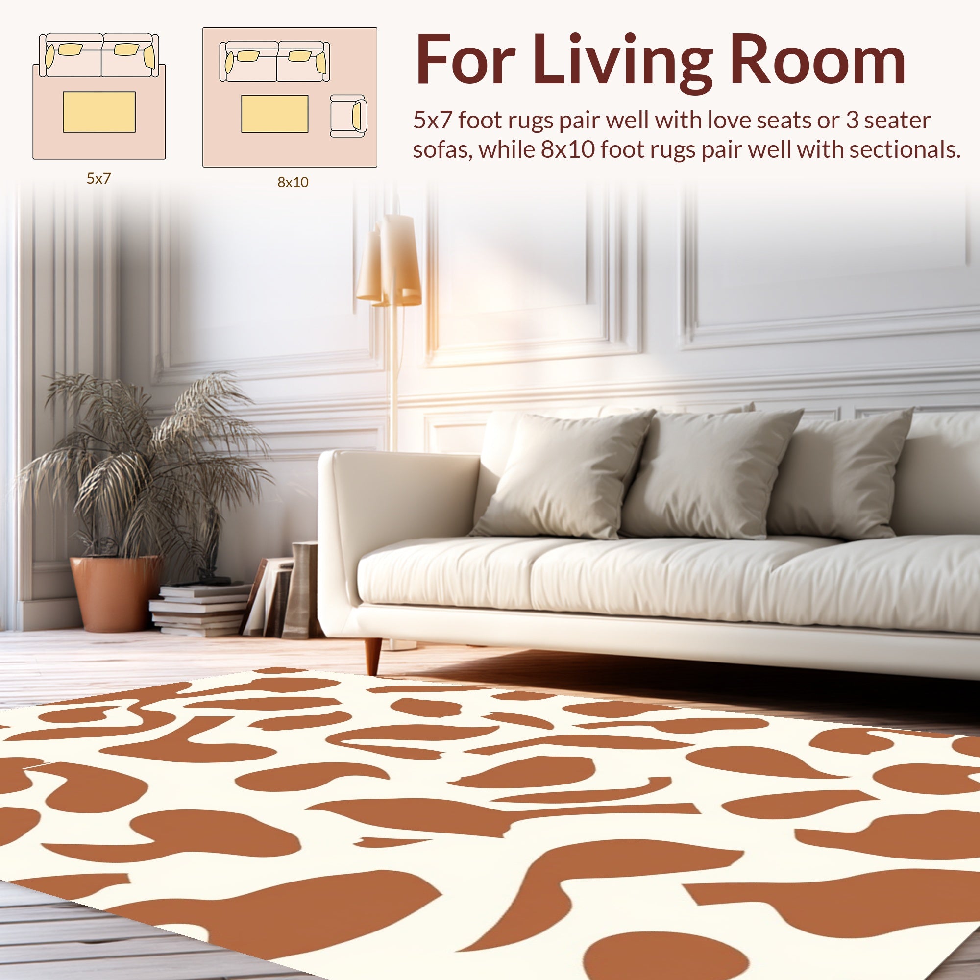 Abstract Organic Brown Cream Pattern Rug