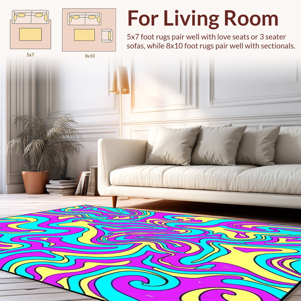 Vibrant Swirls Psychedelic Pattern Rug