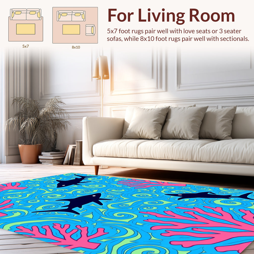 Shark Coral Wave Pattern Design Rug