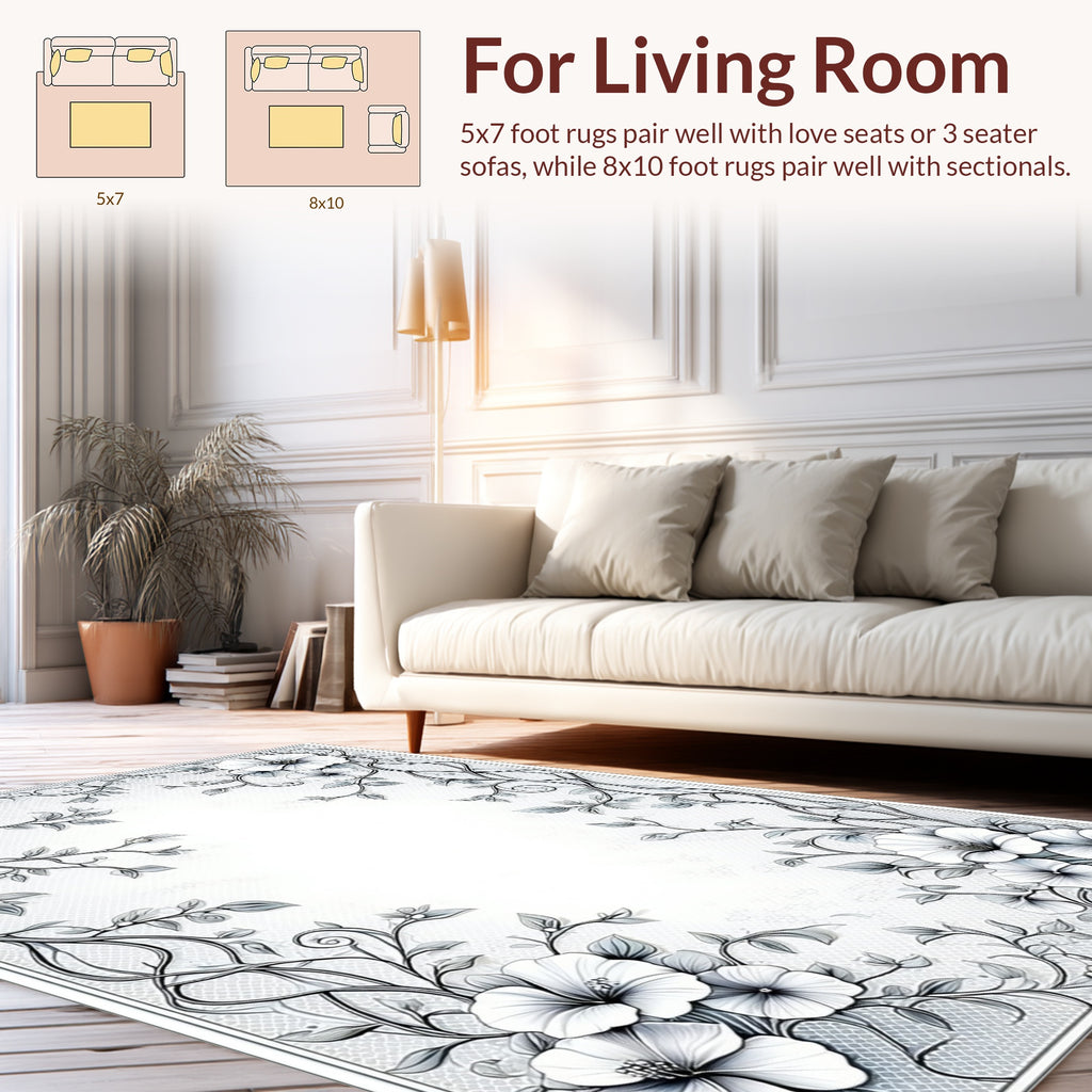 Delicate Floral Vine Pattern Rug