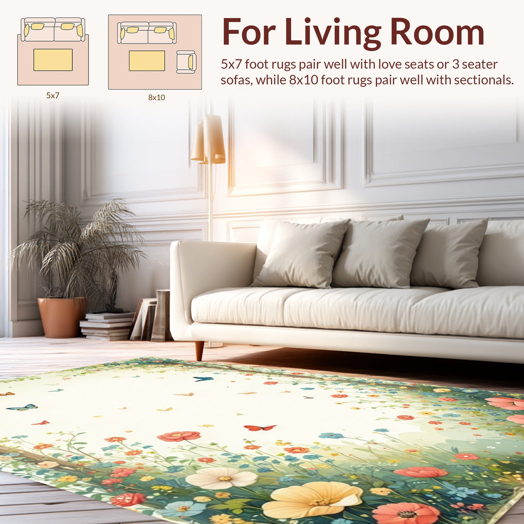 Whimsical Garden Fluttering Butterflies Rug