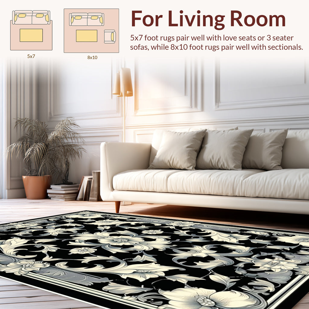 Ornate Floral Scrollwork Pattern Rug