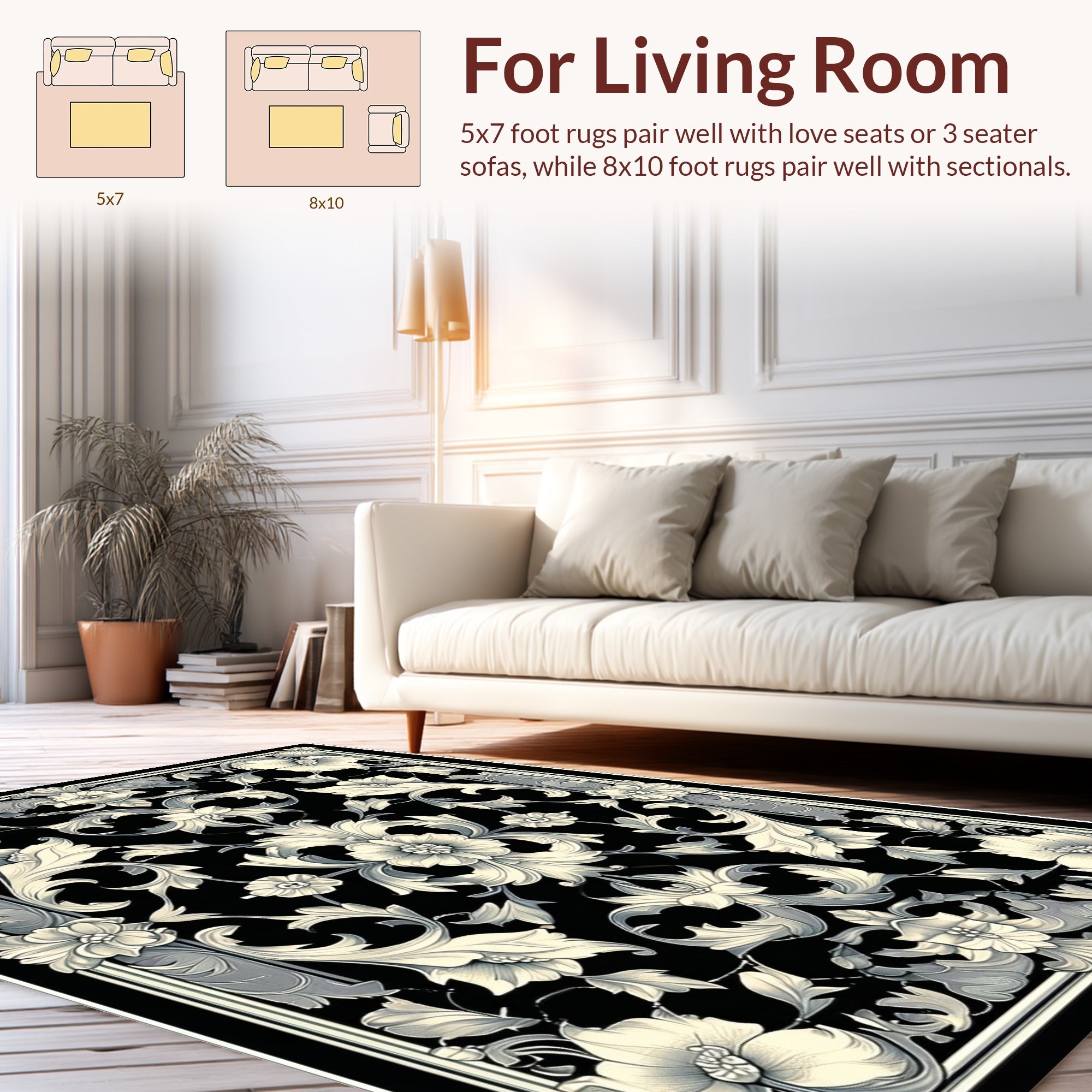 Ornate Floral Scrollwork Pattern Rug