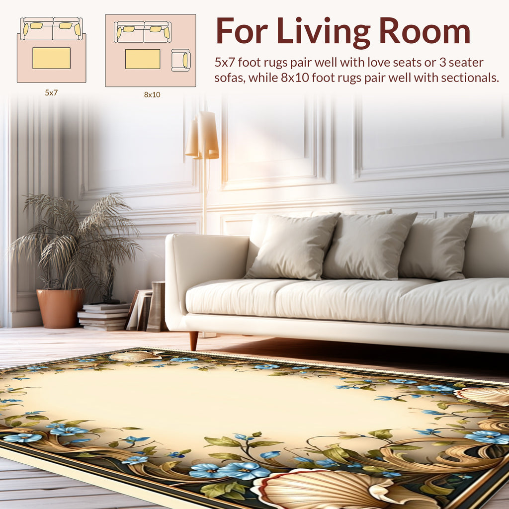 Nautical Floral Art Nouveau Design Rug