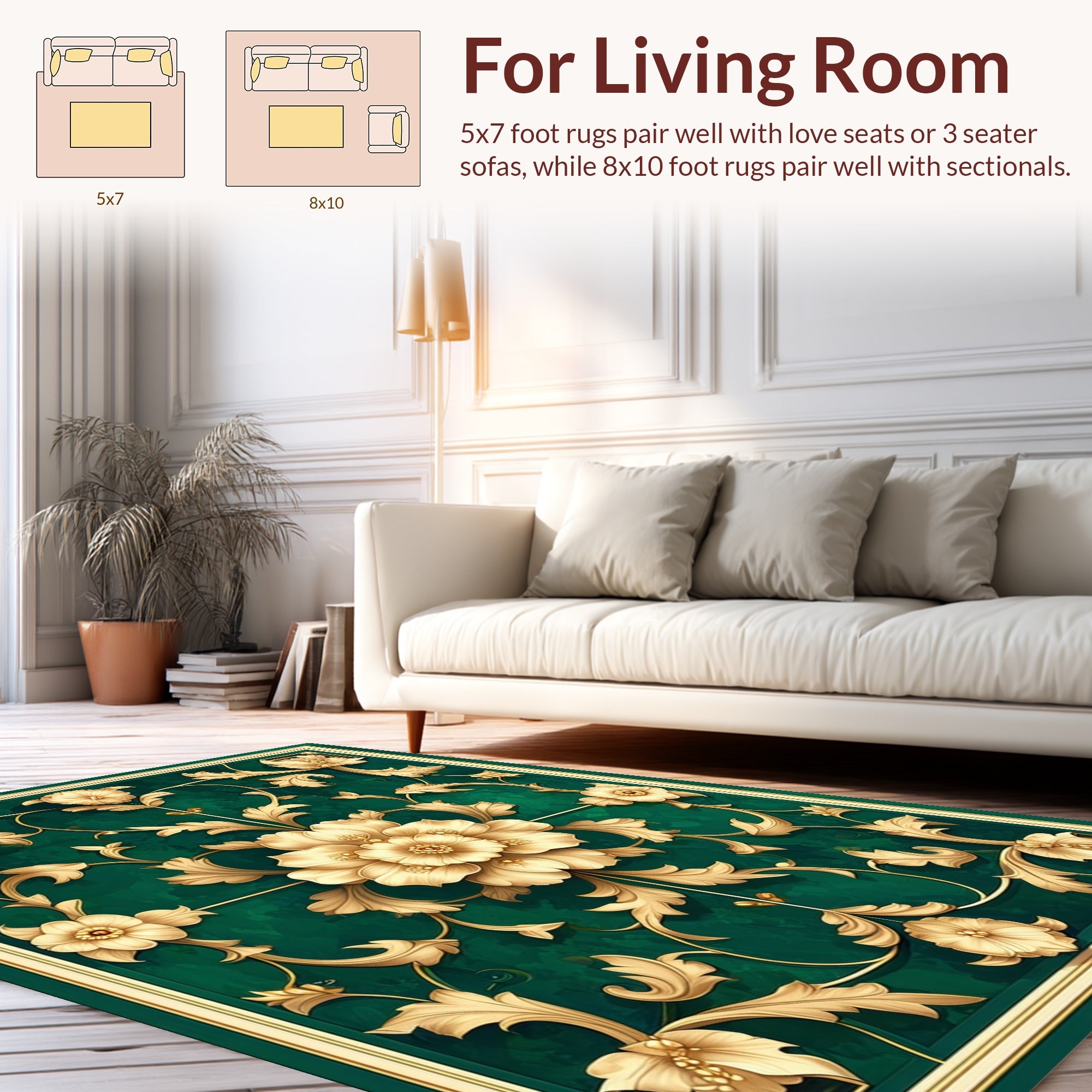 Ornate Floral Vine Design Rug
