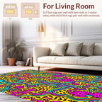 Vibrant Floral Leopard Swirl Pattern Rug