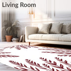 Deep Red Branches Corner Border Rug