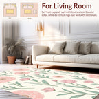 Delicate Pink Floral Botanical Pattern Rug