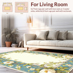 White Peony Vine Floral Pattern Rug