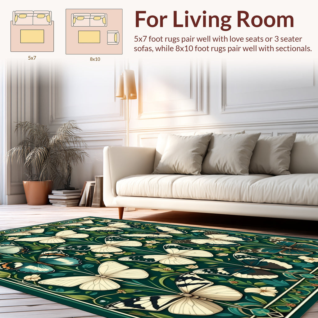 Art Nouveau Butterfly and Floral Motif Rug