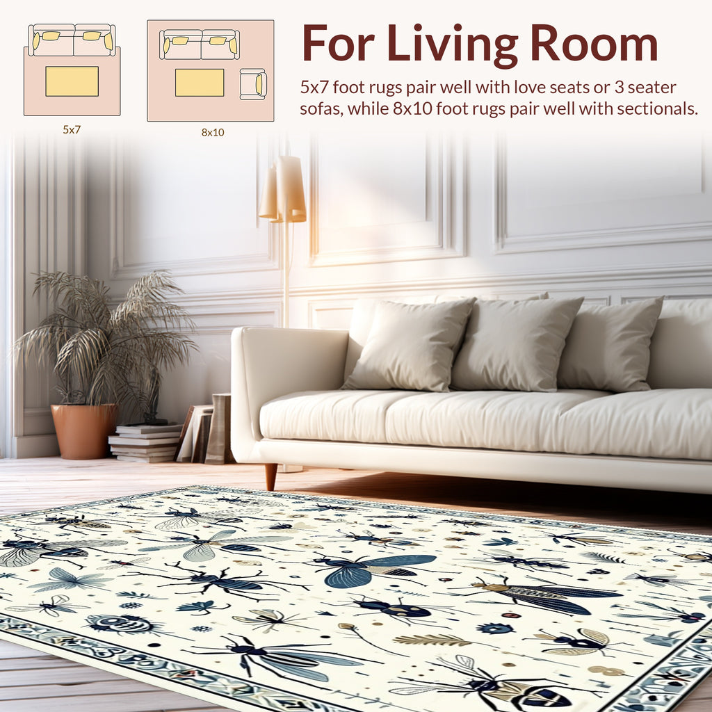 Nature Insect And Botanical Pattern Rug