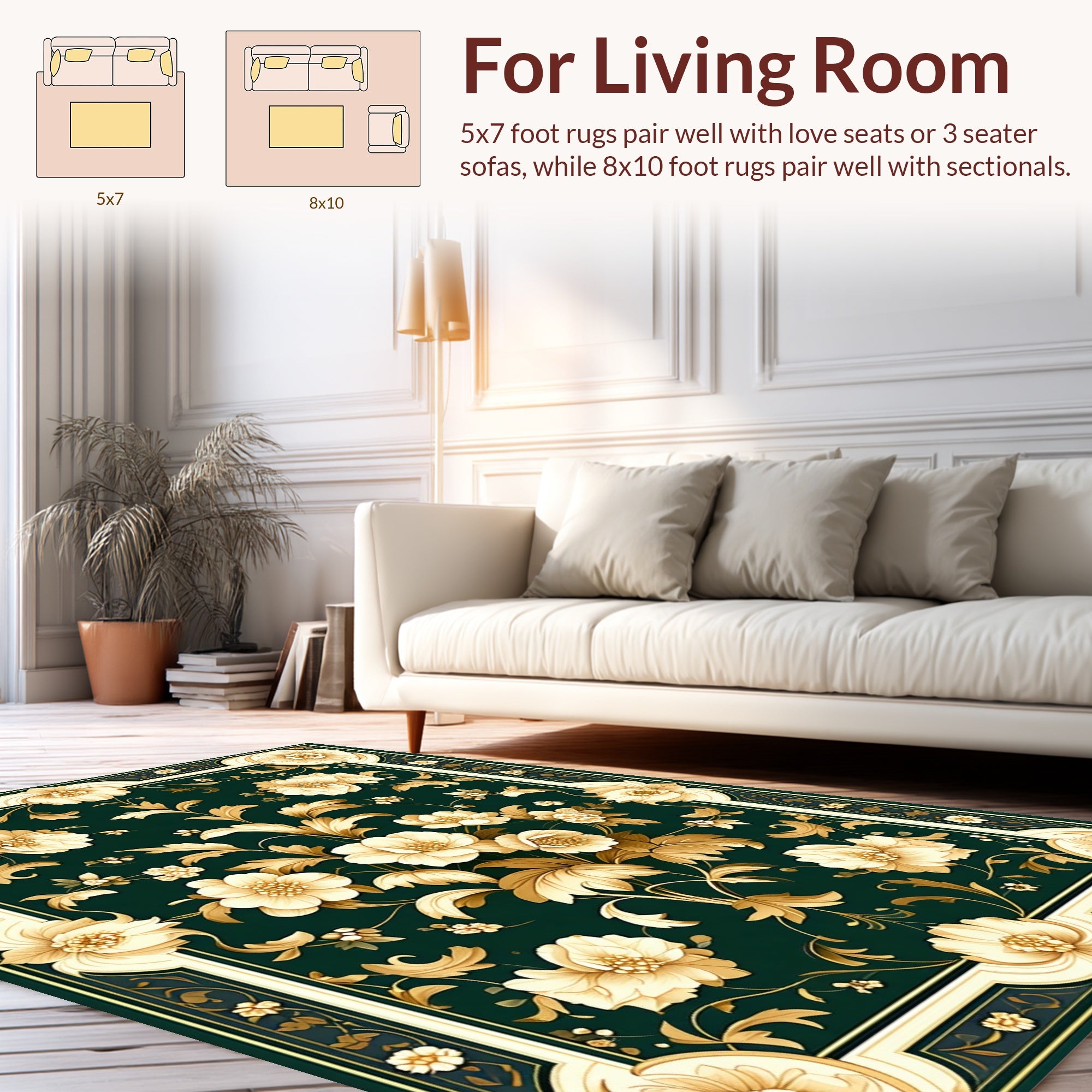 Ornate Floral Garden Pattern Rug