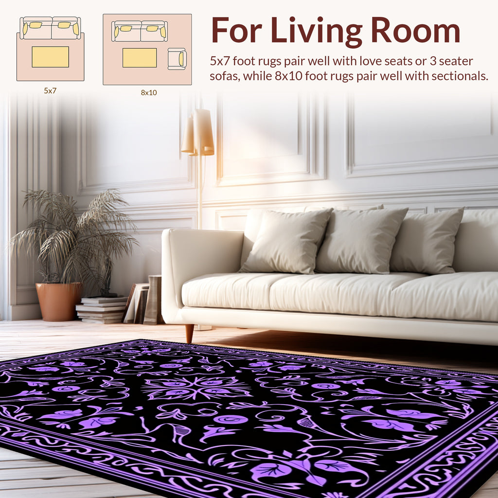 Ornate Floral Swirls Pattern Rug