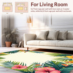 Vibrant Tropical Floral Leaf Pattern Rug