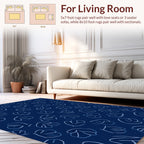 Abstract Blue Floral Line Art Rug