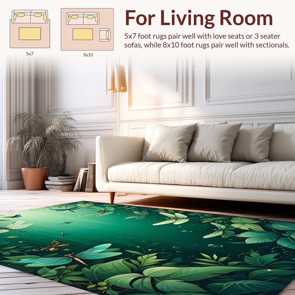 Enchanted Forest Dragonfly Butterfly Design Rug