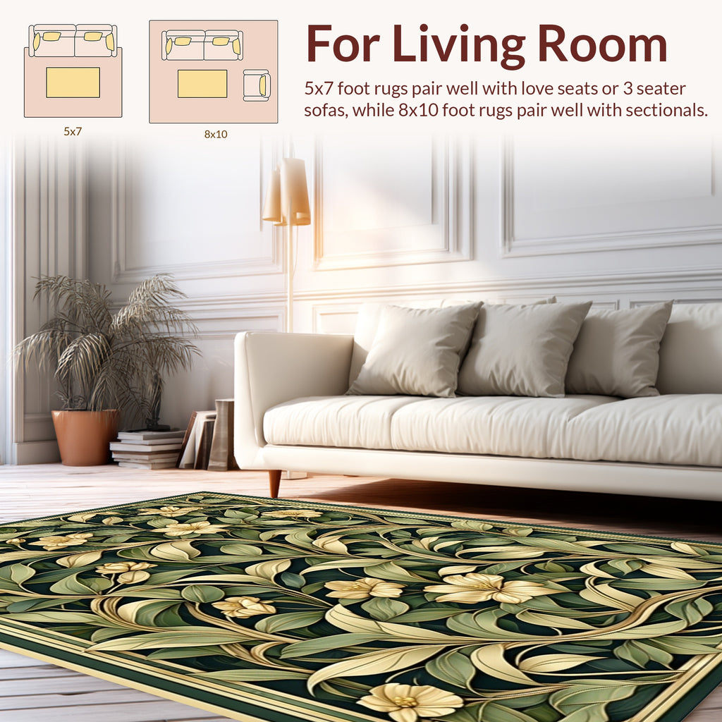 Art Nouveau Floral Vine Pattern Rug