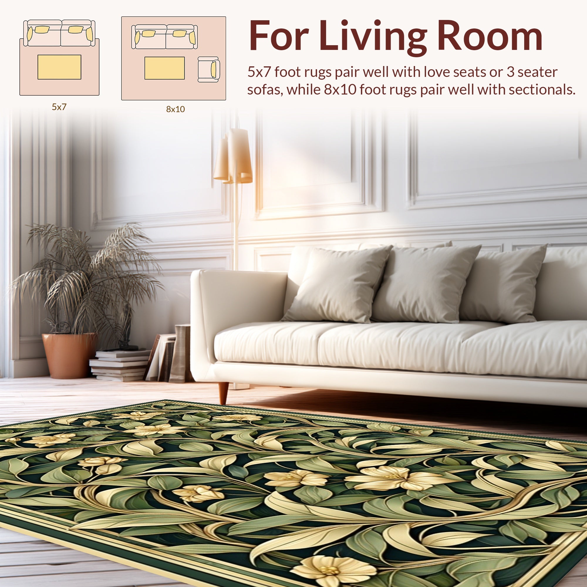 Art Nouveau Floral Vine Pattern Rug