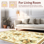 Ornate Floral Pattern Cream Gold Rug