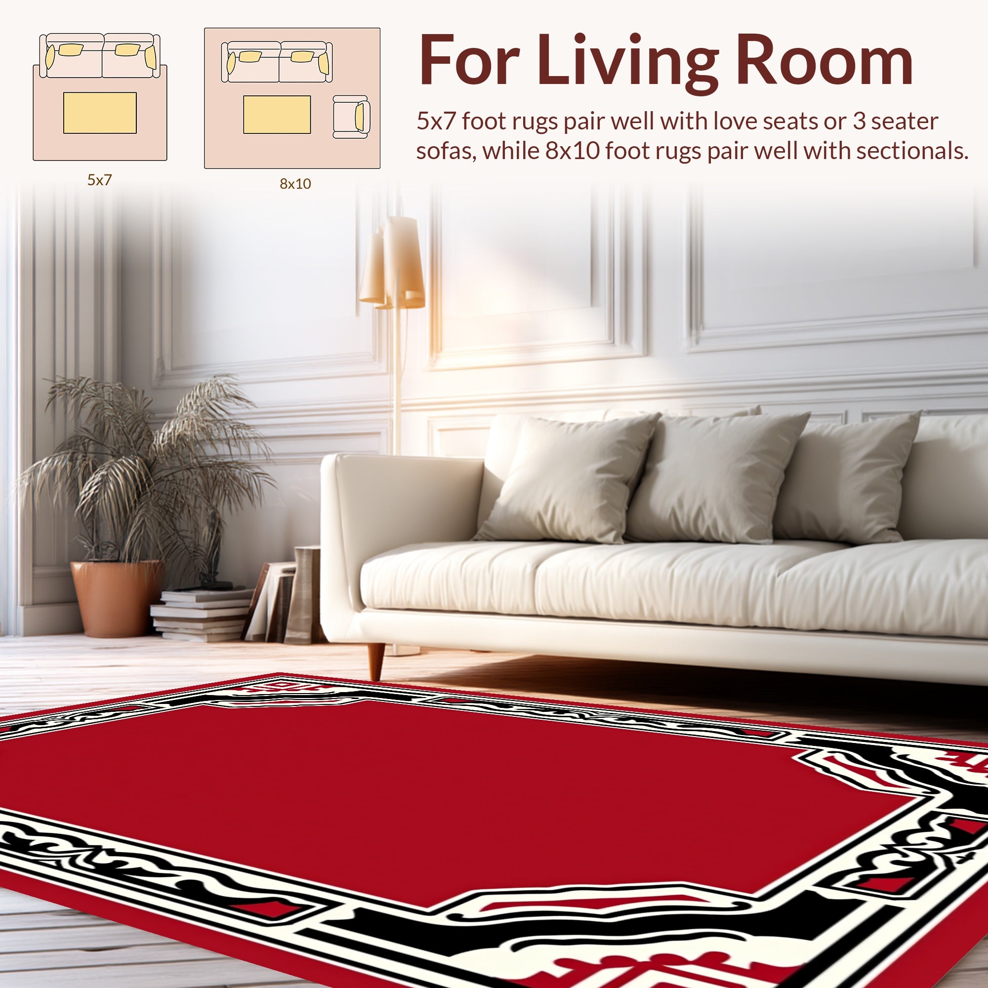 Ornate Red Geometric Framing Rug