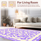 Ornate Lilac Cream Scrollwork Pattern Rug