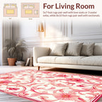 Gilded Pink Floral Vine Pattern Rug