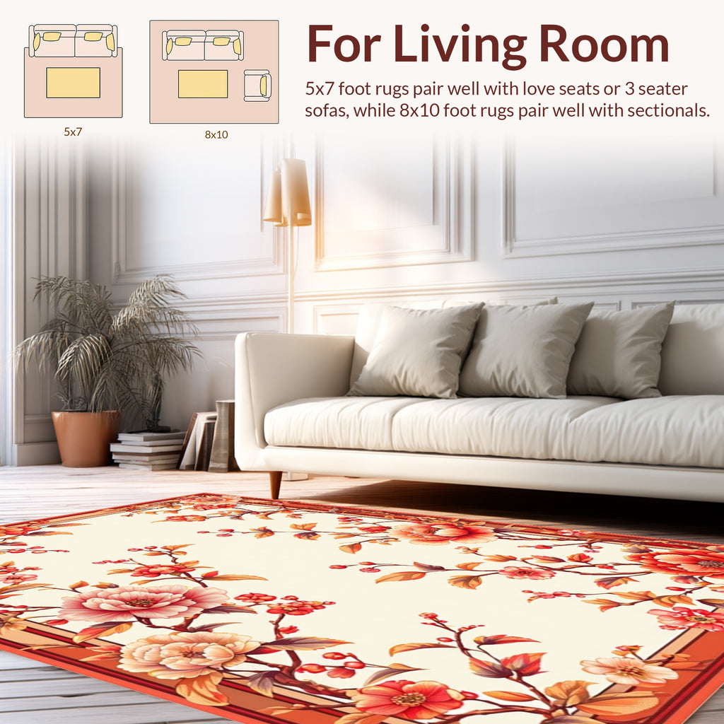Vibrant Floral Branches Oriental Rug