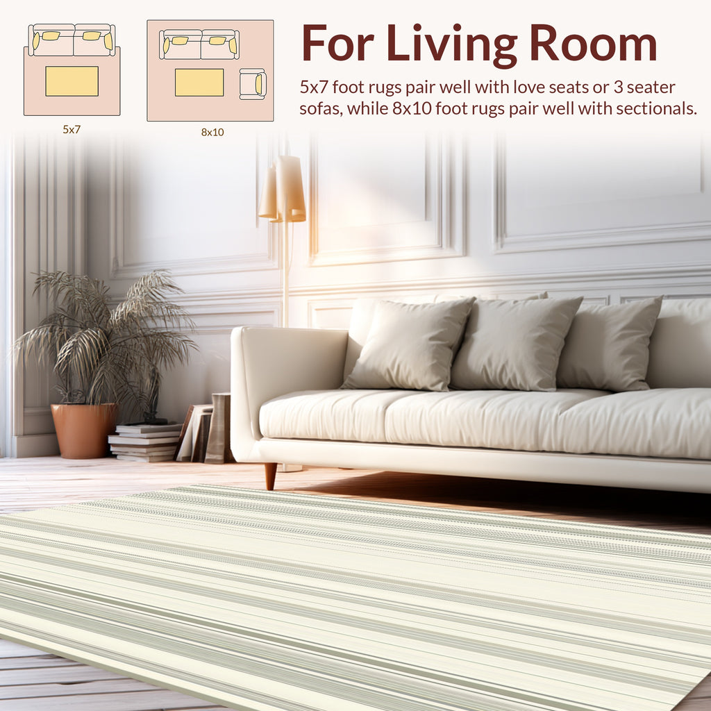 Subtle Stripe Patterned Contemporary Rug