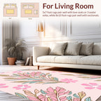 Soft Pink Floral Botanical Design Rug