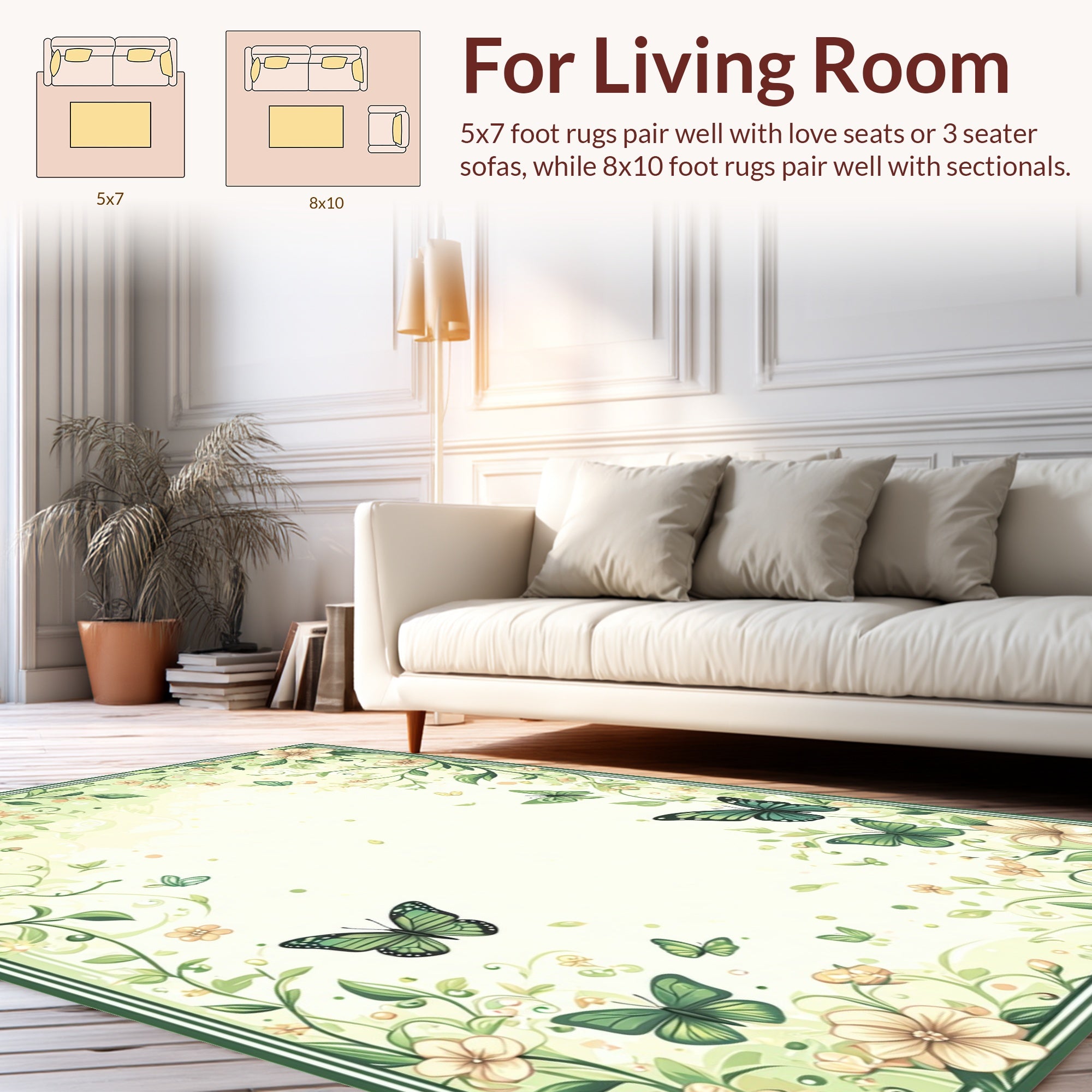 Springtime Floral Butterfly Garden Rug