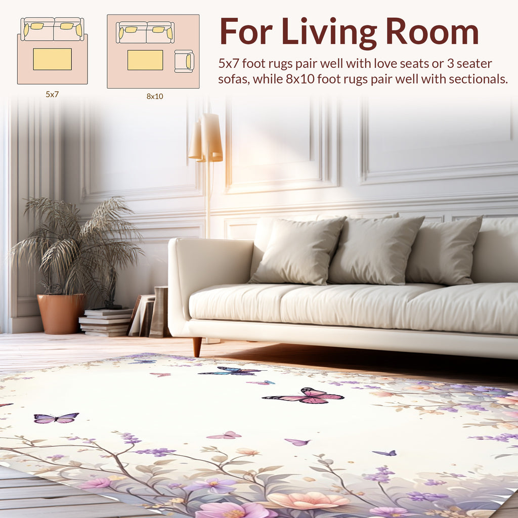 Floral Butterfly And Bloom Design Rug