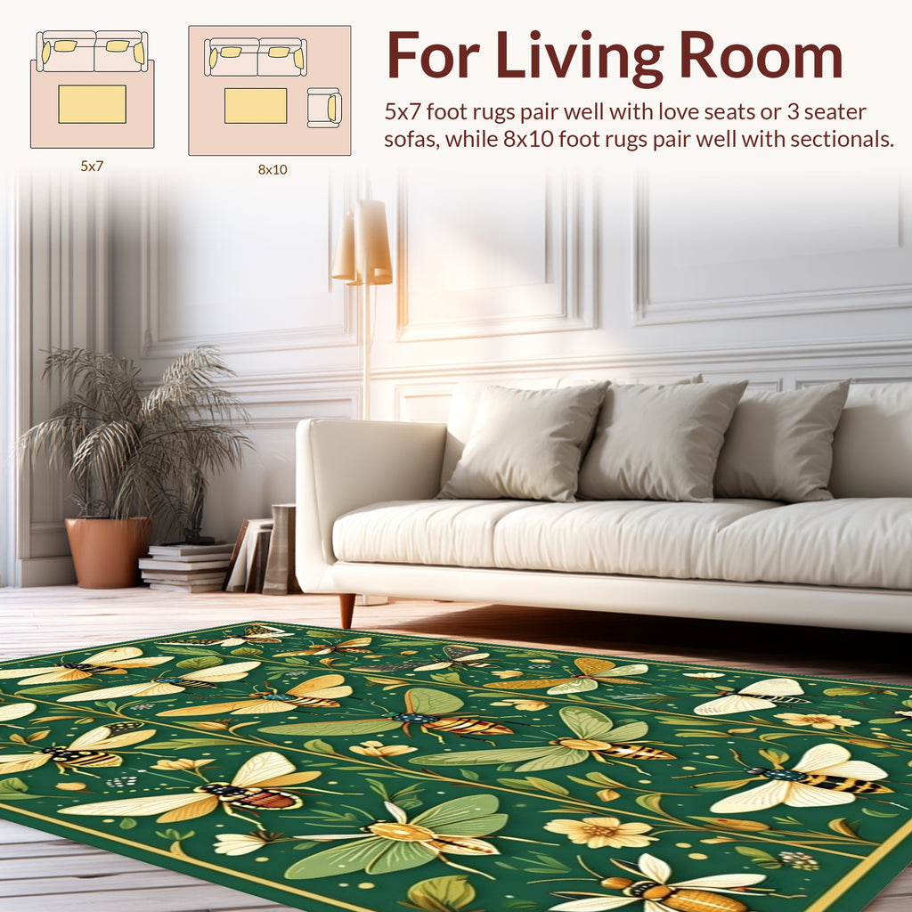 Nature's Insects Botanical Art Rug