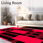 Bold Crimson Plaid Block Rug