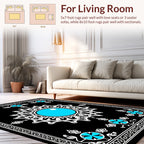 Intricate Cyan Starburst Geometric Design Rug