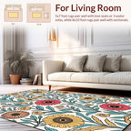 Retro Floral Pattern With Yellow Red Elements Rug