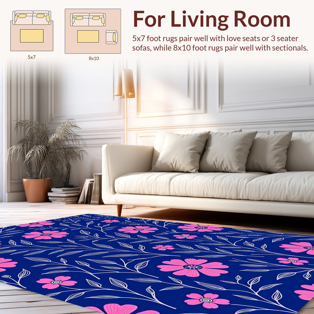 Pink Floral Vine Pattern Rug