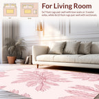 Delicate Pink Fern Pattern Design Rug