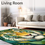 Vibrant Jungle Tiger Floral Pattern Rug
