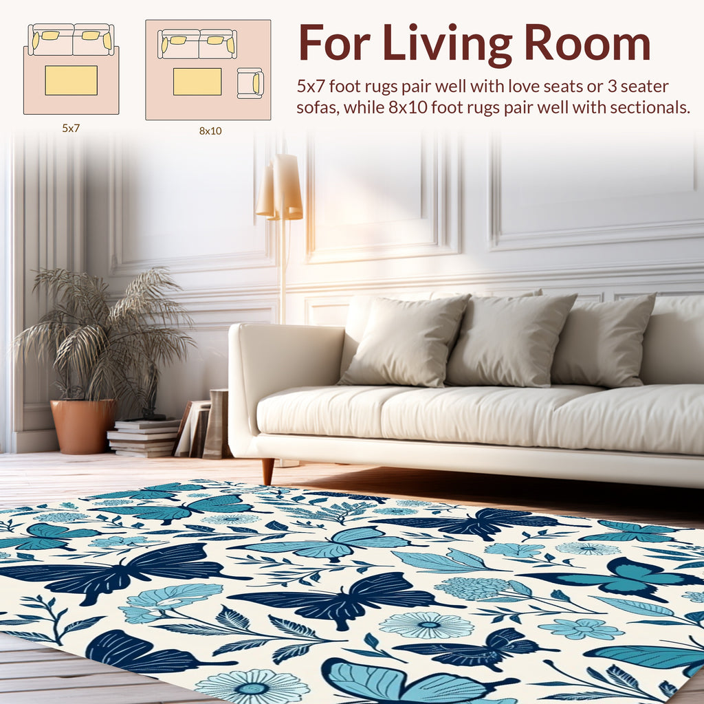 Beautiful Butterfly and Floral Pattern Rug