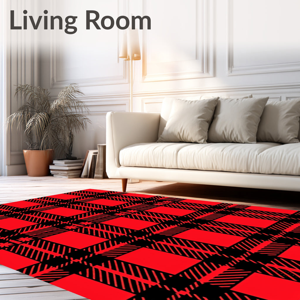 Crimson Tartan Buffalo Check Rug