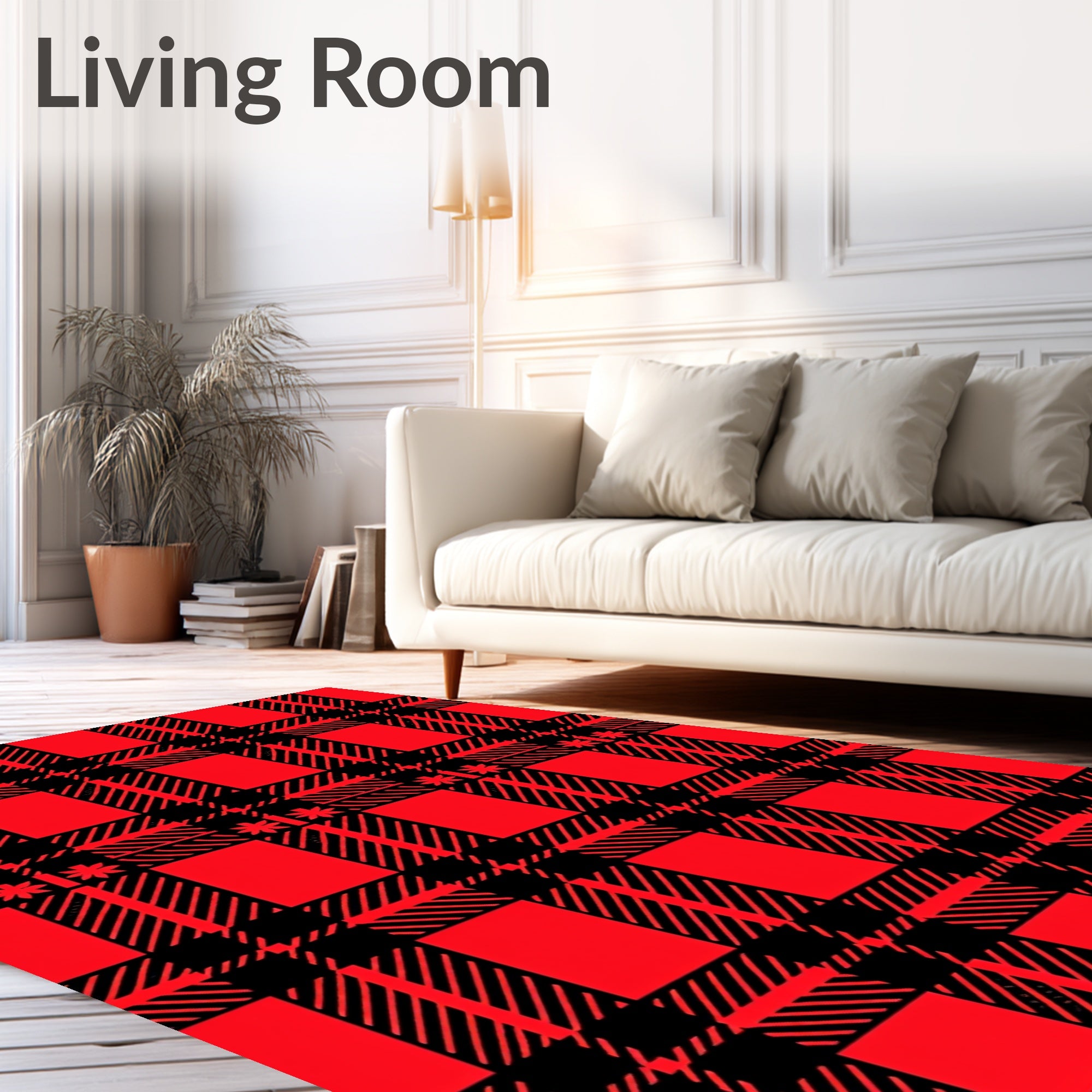 Crimson Tartan Buffalo Check Rug
