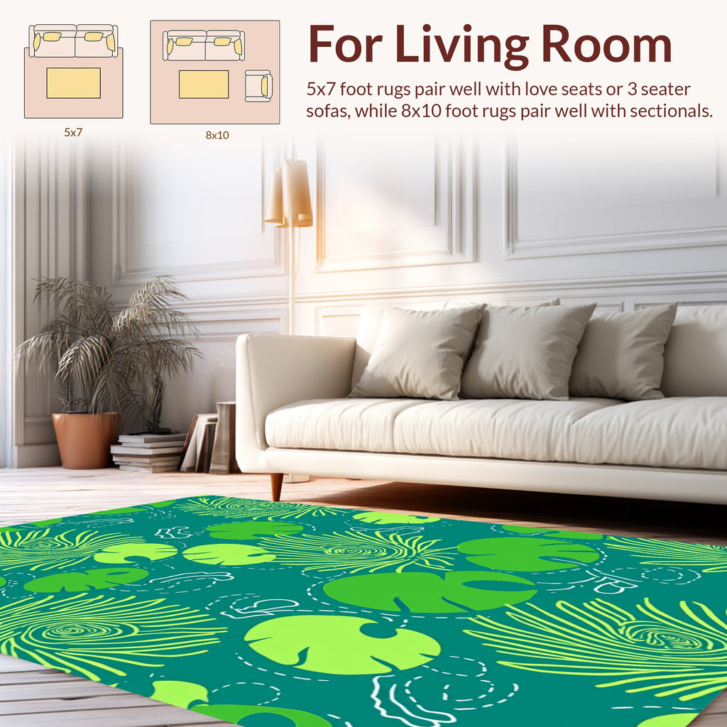 Modern Tropical Leaf Feather Design Rug