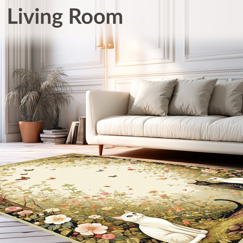 Enchanted Garden Cats And Butterflies Rug