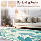 Tropical Teal Leaf Pattern Rug
